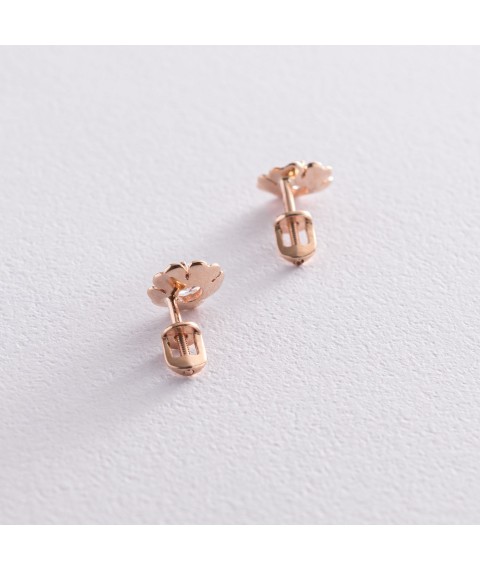 Gold earrings - studs "Flowers" s01934 Onix
