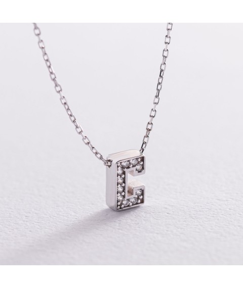 Necklace with the letter "C" in white gold (cubic zirconia) kol01329С Onyx 45