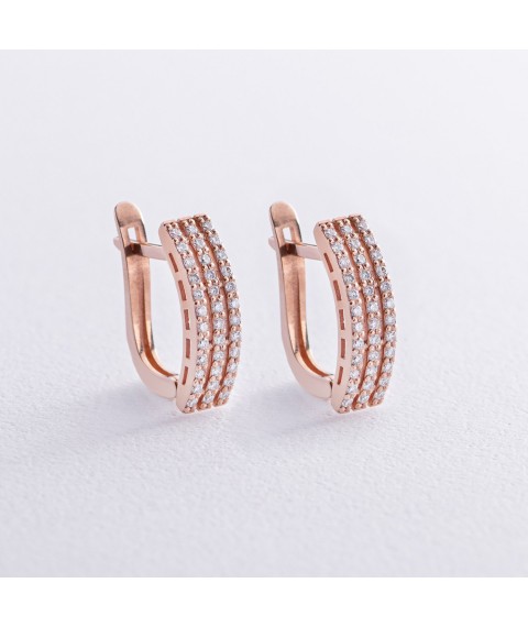 Gold earrings with diamonds 32962421 Onyx