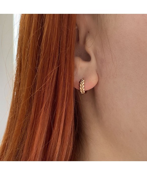 Earrings - rings "Spikelets" in red gold s08246 Onyx