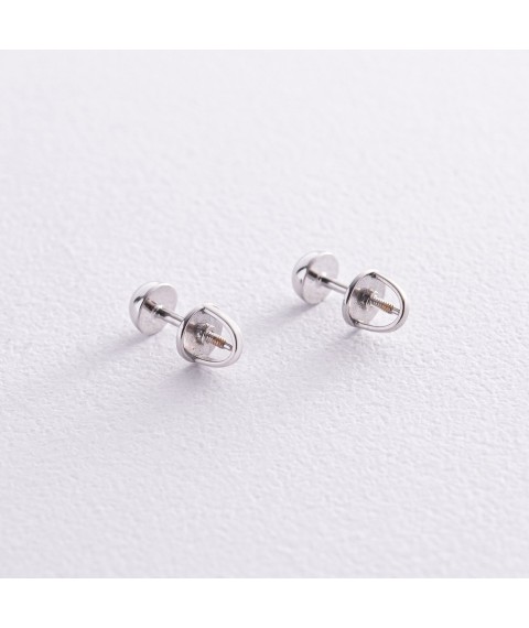 Earrings - studs "Hamisphere" in white gold (0.5 cm) s08206 Onyx