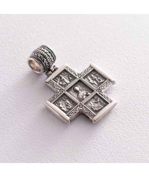 Silver Orthodox cross with blackening 132489 Onyx
