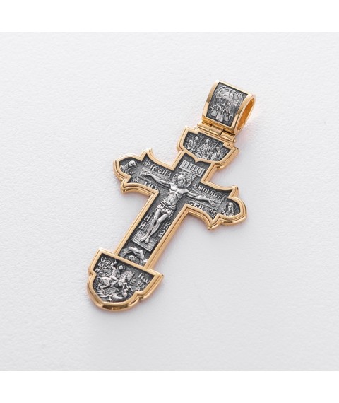 Silver Orthodox cross (blackening, gilding) 132730 Onyx