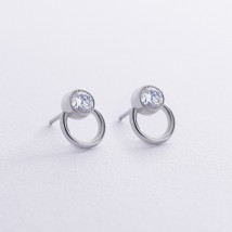 Silver earrings - studs "April" with cubic zirconia 123278 Onyx