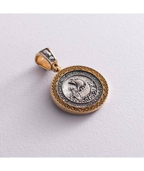 Silver pendant "St. Nicholas" gold plated 132471 Onyx