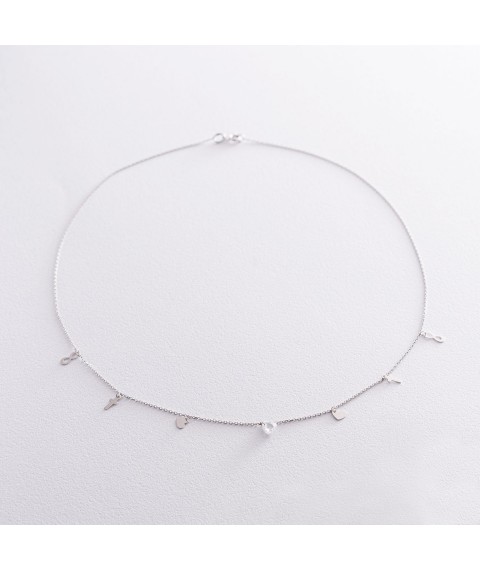 Necklace "Believe, Hope, Love" with cubic zirconia in white gold col01829 Onyx 45