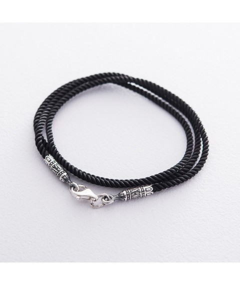 Silk cord "Save and Preserve" with silver clasp 18730 Onix 40