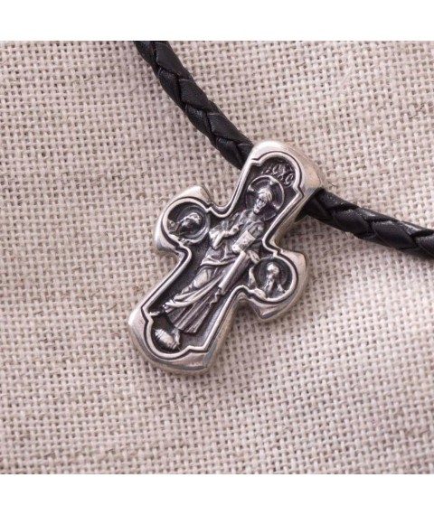 Orthodox silver cross "Deesis. Mother of God "Nicopea" 13372 Onyx