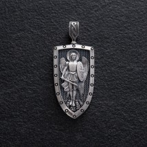 Silver pendant "Archangel Michael pray to God for us" 133224 Onyx