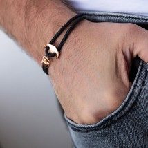 Кожаный браслет "Якорь" с золотой вставкой б02765 Онікс 20
