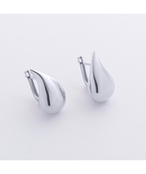 Серьги "Megan" в белом золоте (Small) с09119 Онікс