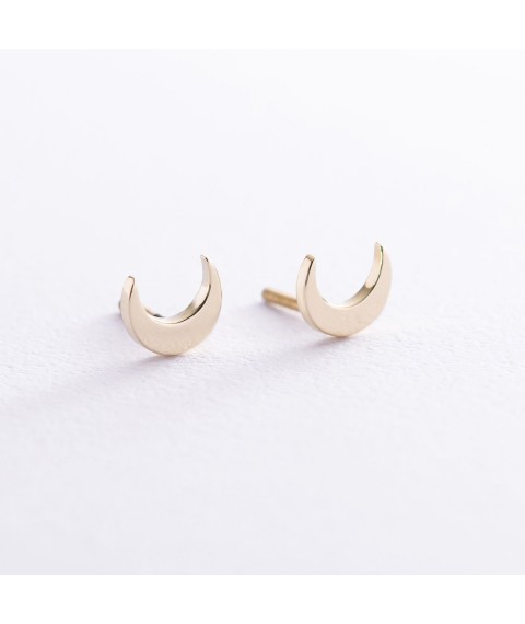 Earrings - studs "Moon" in yellow gold s06948 Onyx