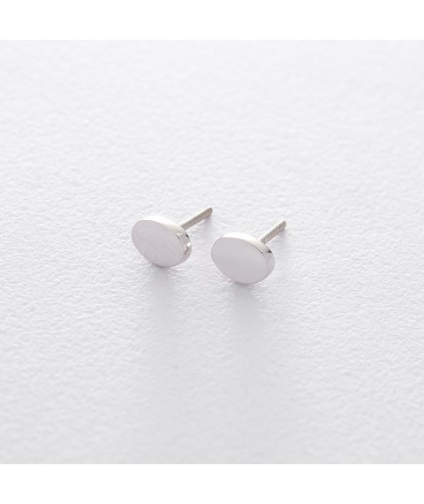Gold earrings - studs Oval without stones s06196 Onyx