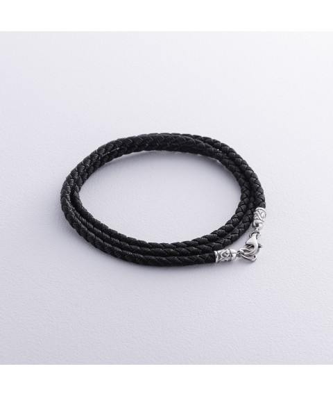 Silk cord with silver clasp 1030m Onix 50