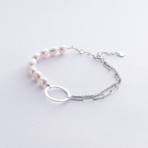 Silver bracelet "Cycle" with pearls 905-01442 Onix 20
