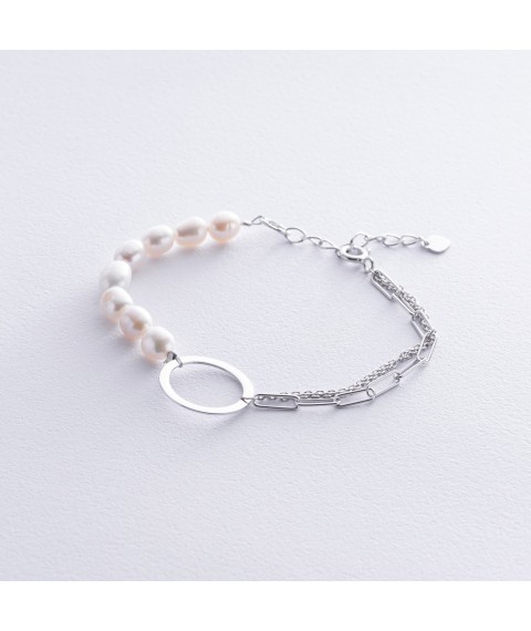 Silver bracelet "Cycle" with pearls 905-01442 Onix 17