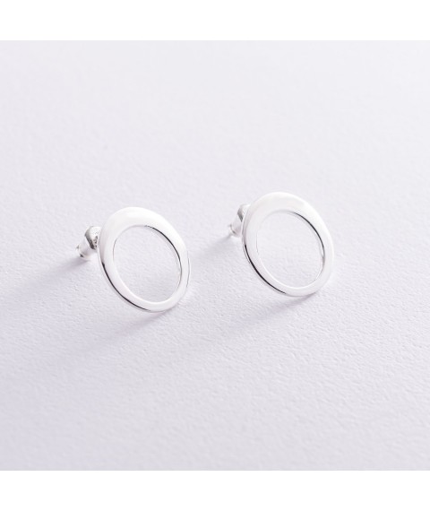 Earrings - studs "Orbit" in silver 7087 Onyx