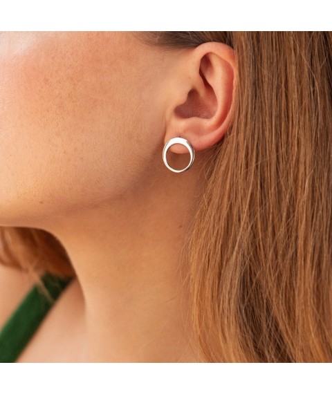 Earrings - studs "Orbit" in silver 7087 Onyx