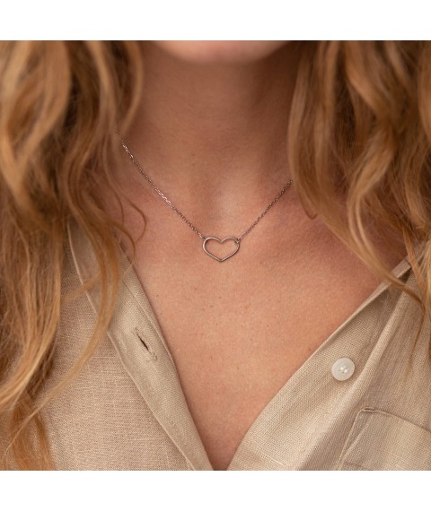 Silver necklace "Heart" 181220 Onix 42