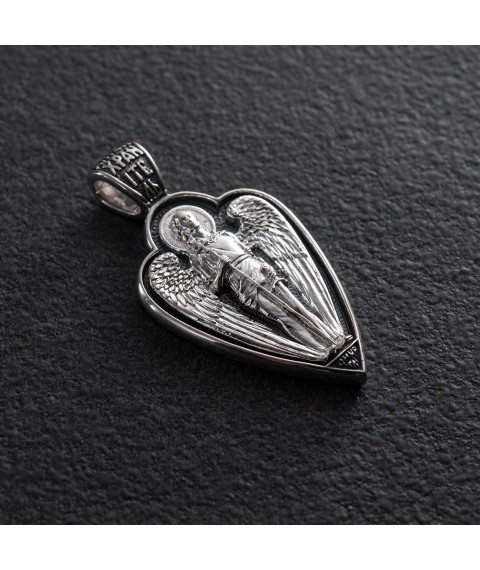 Silver pendant "Guardian Angel" 131558 Onyx