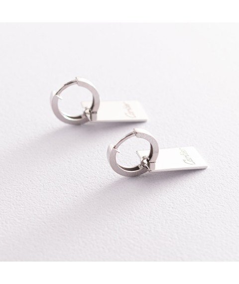 Earrings with congo clasp (white gold) s06168 Onyx