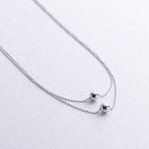 Double silver necklace "Balls" 908-01345 Onyx 38