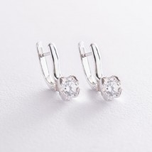 Серебряные серьги с сердечками (фианиты) 122891 Онікс