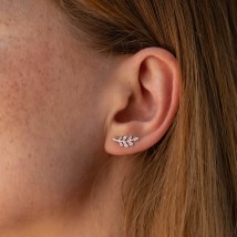 Earrings - studs "Twigs" in white gold s07014 Onyx