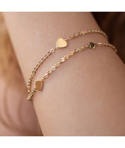 Double bracelet "Hearts" in yellow gold b05196 Onix 20