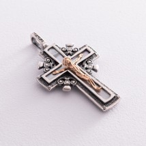 Серебряный крест с золотой вставкой (перламутр) 13962 Онікс