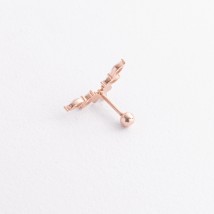 Одиночна золота сережка в хрящ вушка (фіаніти) з40067ч Онікс
