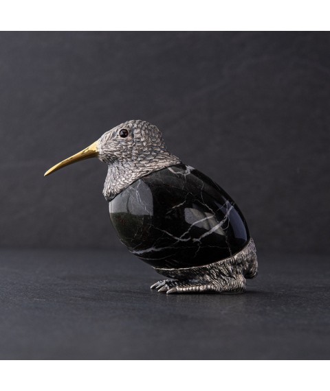 Handmade silver figure "Kiwi Bird" 23166 Onyx