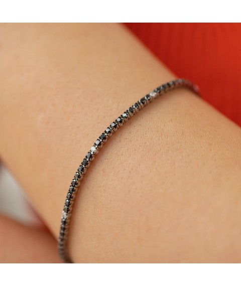 Tennis bracelet in white gold with black and white diamonds 539261222 Onyx 17