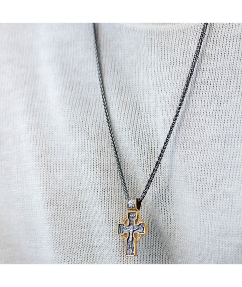 Silver cross "Crucifixion" with gold plated 132397 Onyx