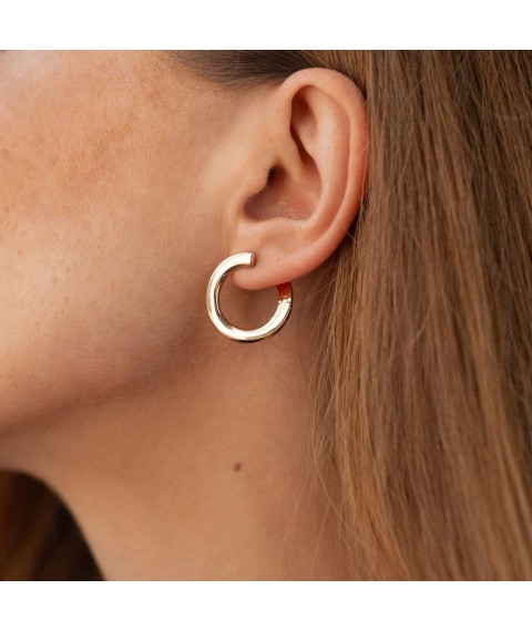 Gold earrings "Freya" (round) s07397 Onyx