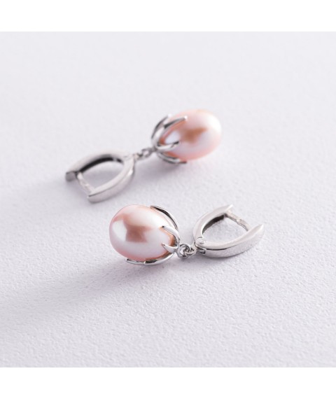 Gold earrings with pearls s07318 Onyx