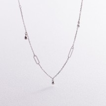 Necklace with balls in white gold kol02385 Onyx 42