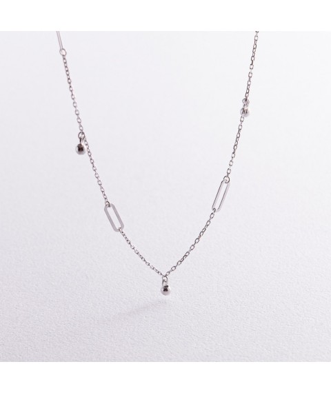Necklace with balls in white gold kol02385 Onyx 42