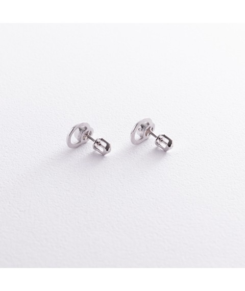 Earrings - studs "April" with cubic zirconia (white gold) s08495 Onyx