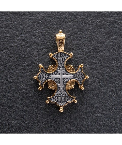 Серебряный крест с позолотой "Процвете Древо Креста" 131681 Онікс