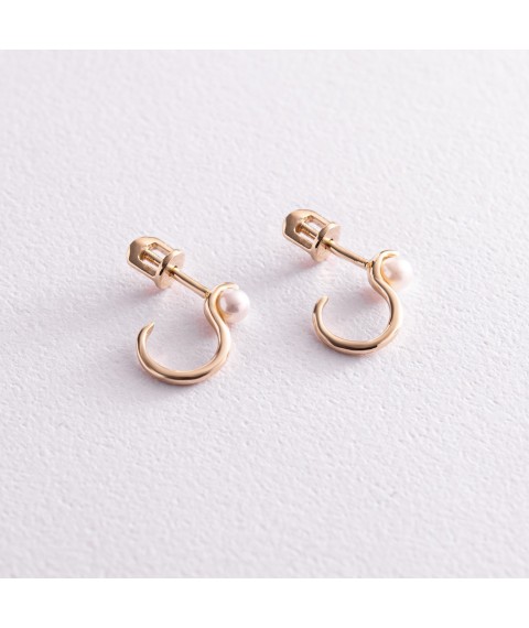 Earrings - studs "Miranda" in yellow gold (pearl) s07863 Onyx