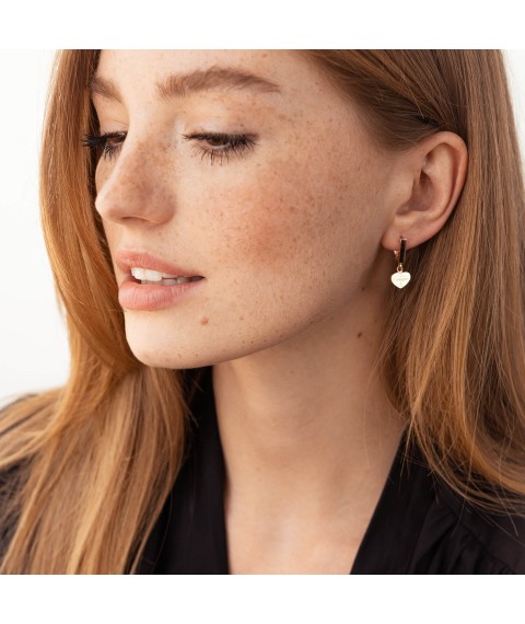 Gold earrings "Hearts" s05570 Onix