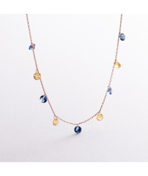 Gold necklace "Ukrainian" (blue and yellow cubic zirconia) count02320 Onyx 42