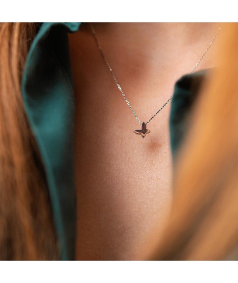Necklace "Butterfly" in white gold kol02148 Onix 42