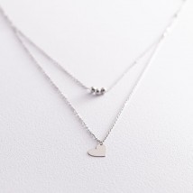 Double necklace "Heart with balls" in white gold count01767 Onix 45