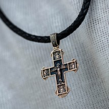 Золотой православный крест "Распятие" п02416 Онікс