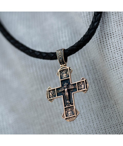 Золотой православный крест "Распятие" п02416 Онікс