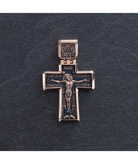 Православный крест "Распятие" (чернение) п01877 Онікс