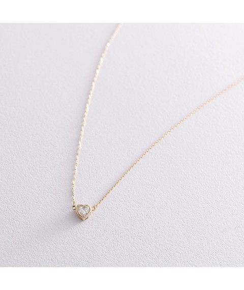 Necklace "Heart" in yellow gold kol01822 Onix 40