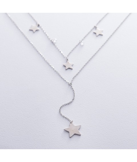 Double silver necklace "Stars" with cubic zirconia 18945 Onyx